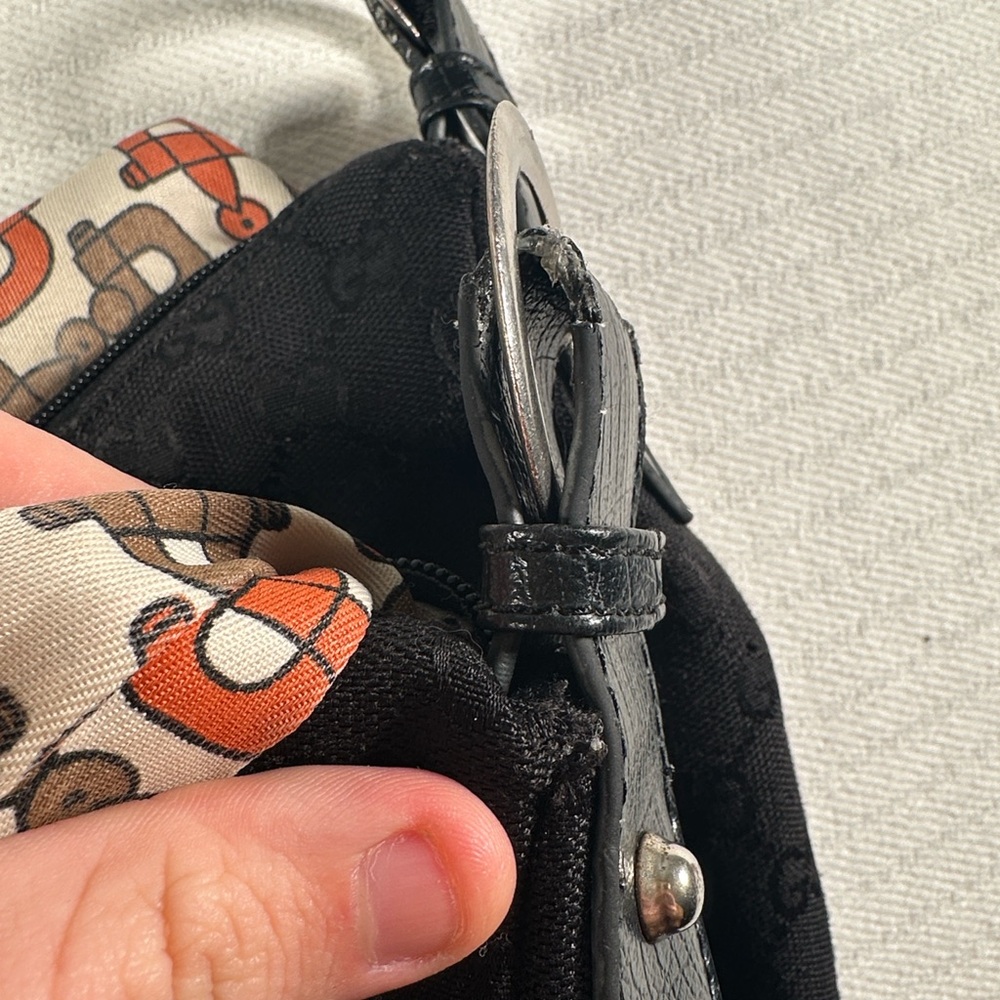 Gucci Black Canvas Hobo with Red and Green Web Stripe - Picture 11 of 16